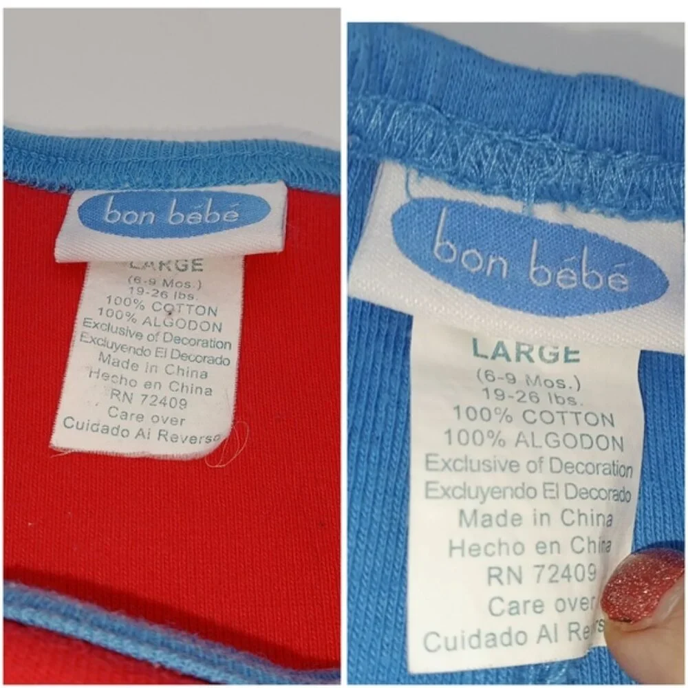 Bon Bébé Red and Blue 2-piece Baby Outfit with Lion Design Size 6-9 (19-26lbs)!